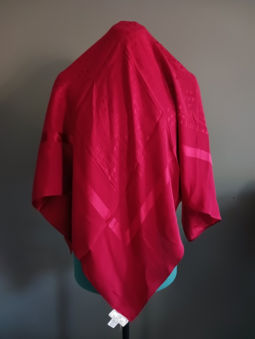 Dark Red Soo Yung Lee Silk Scarf, Vintage